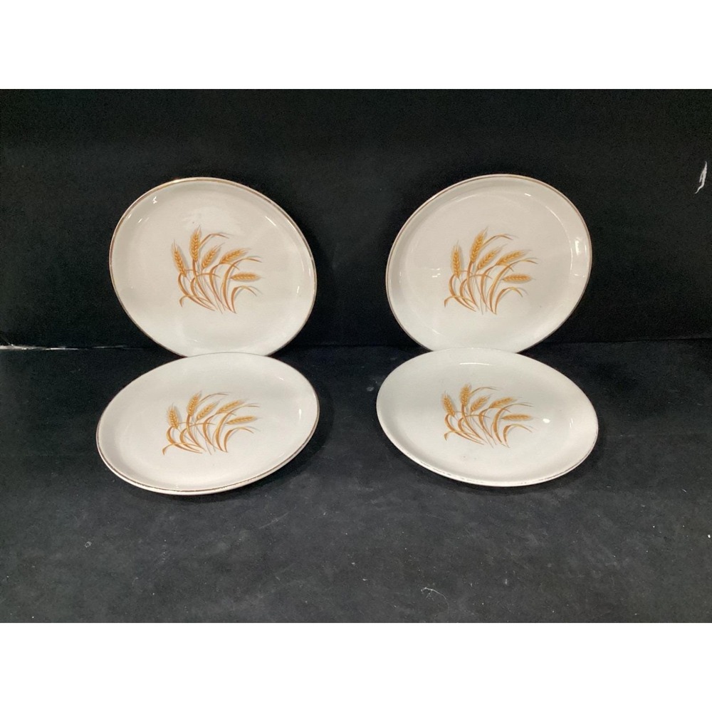Homer Laughlin Golden Wheat 22K Gold Trim Salad Plates Set of 4 Vintage 1950s